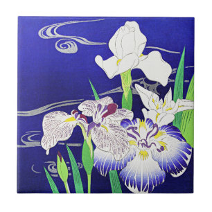 Azulejo De Cerâmica Irises, pintura de Kogyo Tsukioka
