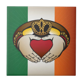 Azulejo De Cerâmica Irish Claddagh Flag Crest