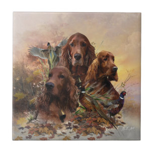 Azulejo De Cerâmica Irish Setters com Faasants - Caça à Paixão