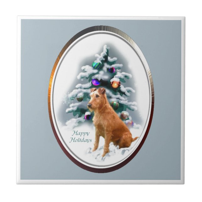 Azulejo De Cerâmica Irish Terrier Christmas (Frente)