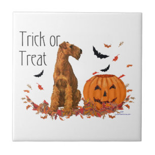 Azulejo De Cerâmica Irish Terrier Halloween