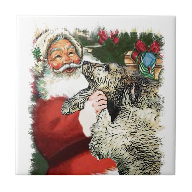 Azulejo De Cerâmica Irish Wolfhound Natal (Frente)