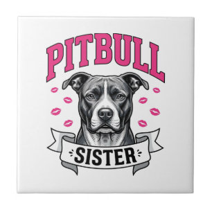 Azulejo De Cerâmica Irmã Pitbull Design Vetorial de Amante de Cães Ant