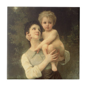 Azulejo De Cerâmica Irmão e Irmã de William Adolphe Bouguereau