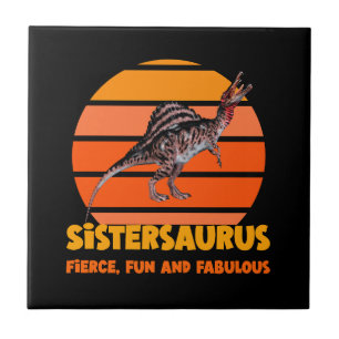 Azulejo De Cerâmica Irmãs Engraçadas Dinossauro Irmã Humor Design