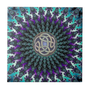 Azulejo De Cerâmica Irradiando o nó do céltico do Grunge da mandala