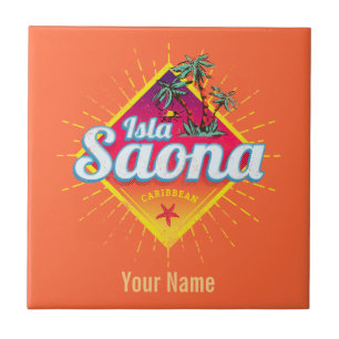Azulejo De Cerâmica Isla Saona Caribe Retro República Dominicana