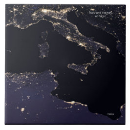 Azulejo De Cerâmica Itália à noite, Imagem da NASA