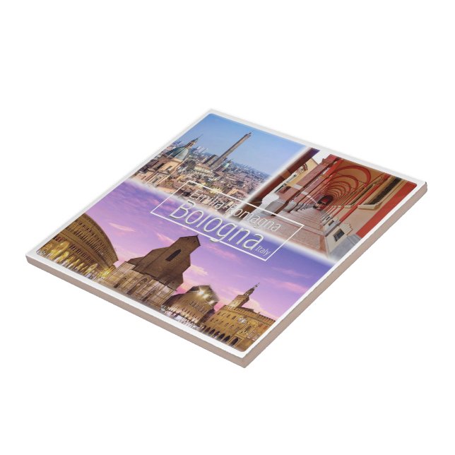 Azulejo De Cerâmica Itália BOLOGNA, Piazza Maggiore, Duas Torres, (Lateral)