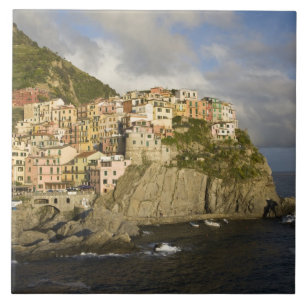 Azulejo De Cerâmica Itália, Cinque Terre, Manarola. Vila no penhasco.