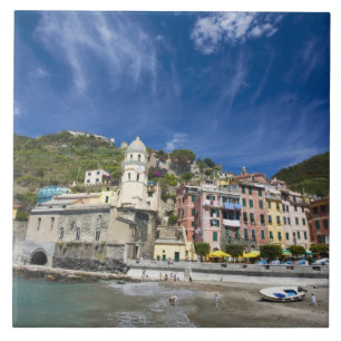 Azulejo De Cerâmica Itália, Cinque Terre, Vernazza, Porto e Igreja 2