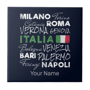 Azulejo De Cerâmica Itália Retro City E Flag Vintage Souvenir