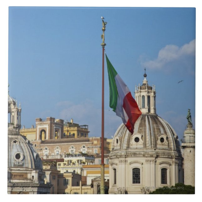 Azulejo De Cerâmica Italia, Roma. Bandeira italiana (Frente)