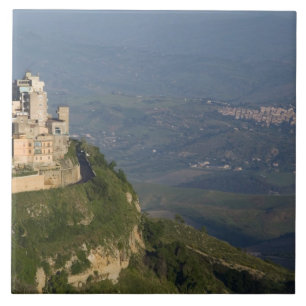 Azulejo De Cerâmica Itália, Sicília, Enna, vista da cidade a partir de