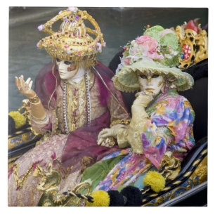 Azulejo De Cerâmica Itália, Veneza. Casal vestido de fantasia para