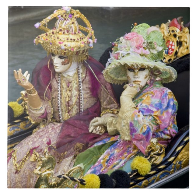 Azulejo De Cerâmica Itália, Veneza. Casal vestido de fantasia para (Frente)