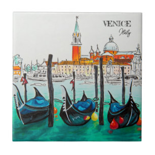 Azulejo De Cerâmica Itália Viagem - Souvenir de aquarela VENICE