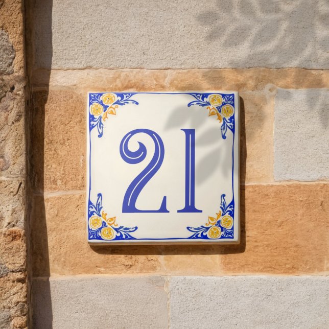 Azulejo De Cerâmica Italian Lemon Ceramic House Number Tile (Criador carregado)
