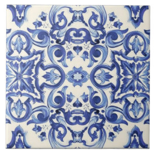 Azulejo De Cerâmica Italiano Azul Moderno  A Doce Vida