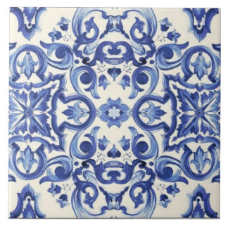 Azulejo De Cerâmica Italiano Azul Moderno  A Doce Vida
