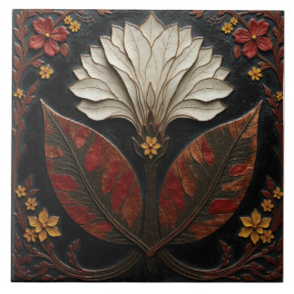 Azulejo De Cerâmica Ivory Bloom à meia-noite