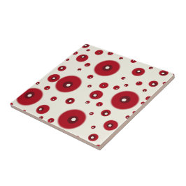Azulejo De Cerâmica Ivory Red Dots Funky Whimsical Circle Pattern 