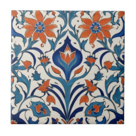 Azulejo De Cerâmica Iznik Turco Floral Vintage Laranja Flor