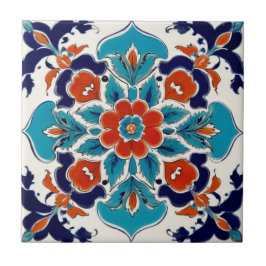 Azulejo De Cerâmica Iznik Turco Vintage Floral Red Blue Tradicional