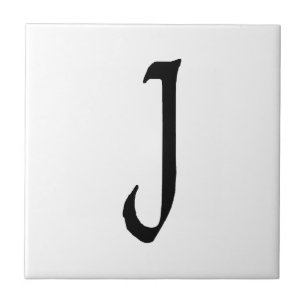 Azulejo De Cerâmica "J" monograma, texto Quill