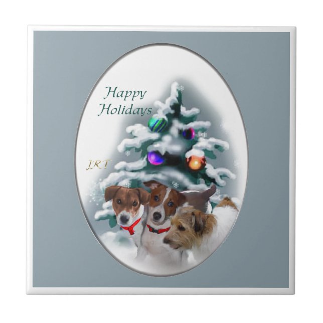 Azulejo De Cerâmica Jack Russell Terrier Natal (Frente)