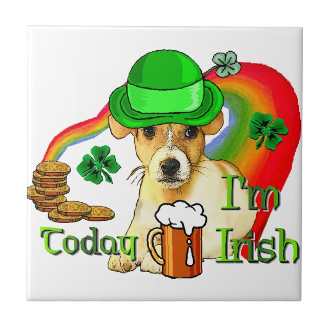 Azulejo De Cerâmica Jack Russell Terrier St Patricks (Frente)