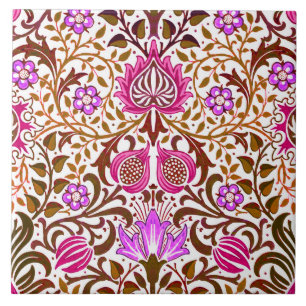 Azulejo De Cerâmica Jacobean Floral Damask, Pink, Violet e Brown