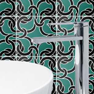 Azulejo De Cerâmica Jade Green Black Celtic Knot Seamless Pattern Tile