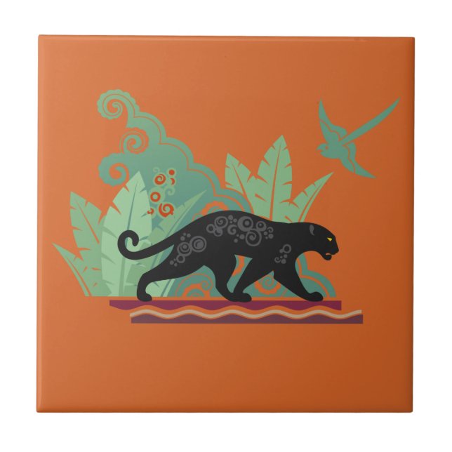 Azulejo De Cerâmica Jaguar Preto (Frente)