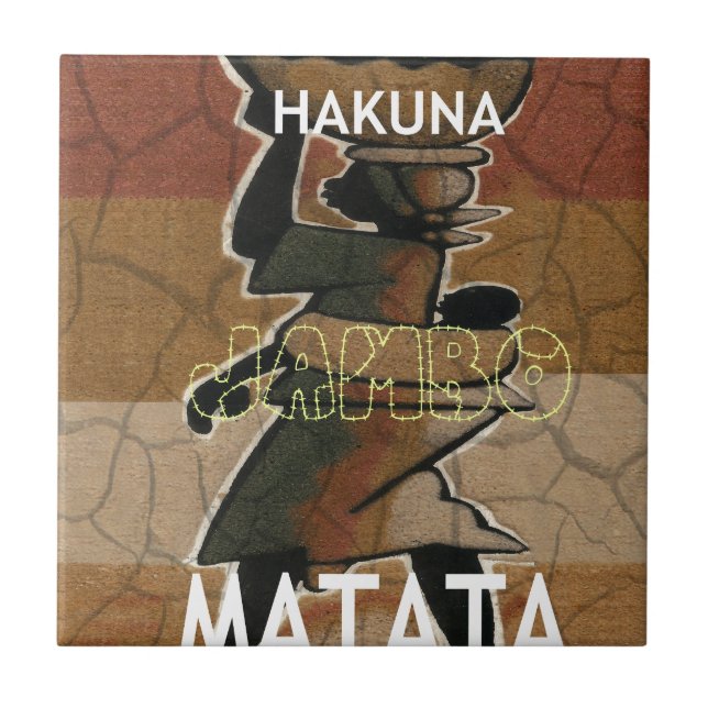 Azulejo De Cerâmica Jambo Habari Hakuna Matata. (Frente)