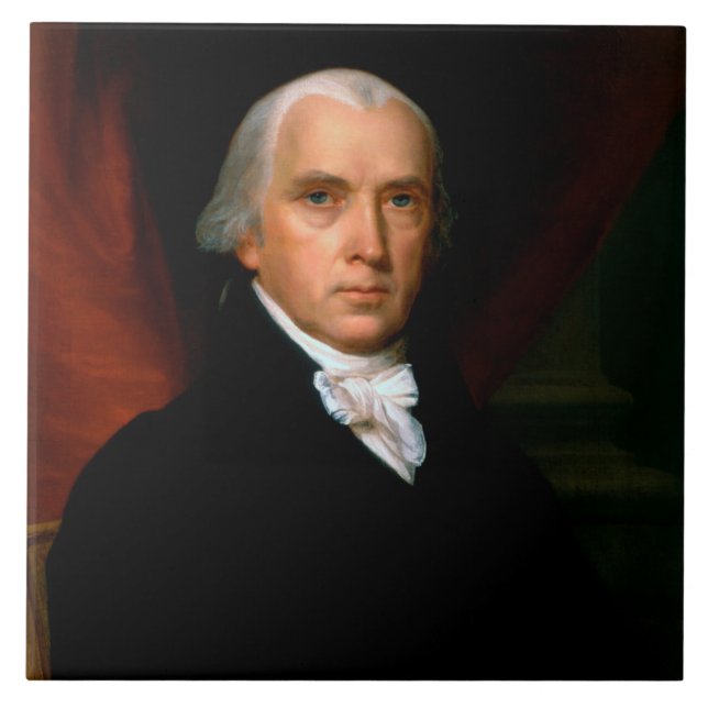 Azulejo De Cerâmica James Madison, o 4º Presidente: América Colonial (Frente)