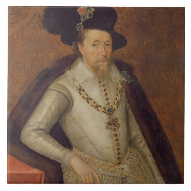 Azulejo De Cerâmica James mim de Inglaterra, e VI de Scotland (Frente)