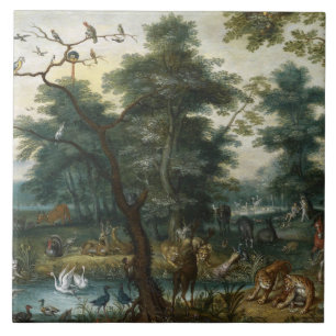 Azulejo De Cerâmica Jan Brueghel o mais novo - paisagem do paraíso