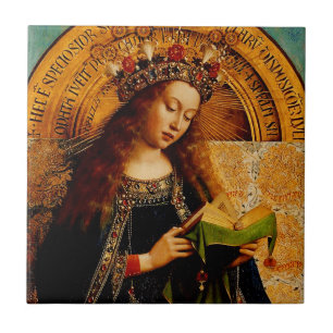 Azulejo De Cerâmica Jan van Eyck - Coleção de Belas Artes da Virgem Ma