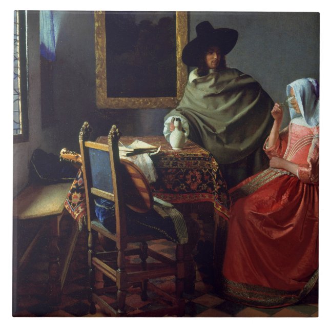 Azulejo De Cerâmica Jan Vermeer - O Vidro do Vinho (Frente)