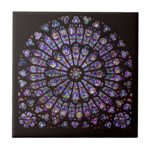 Azulejo De Cerâmica Janela cor-de-rosa de Paris da catedral de Notre