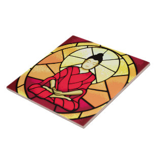 Azulejo De Cerâmica Janela de vidro de mancha Bali buddha