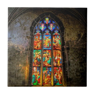 Azulejo De Cerâmica Janela de vitral colorida vibrante