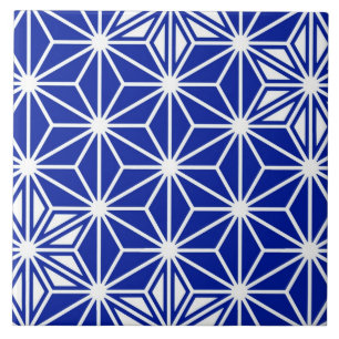 Azulejo De Cerâmica Japonês Asanoha ou teste padrão de estrela, azul