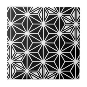 Azulejo De Cerâmica Japonês Asanoha ou teste padrão de estrela, pret
