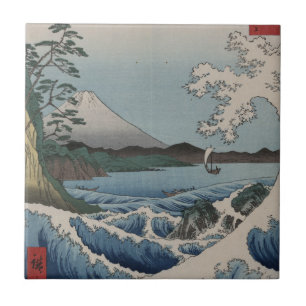Azulejo De Cerâmica Japonês do vintage o mar de Satta