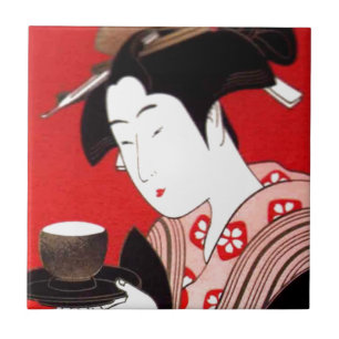 Azulejo De Cerâmica Japonesa Lady Tea Servindo Cerimonia Art Impressão