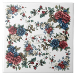 Azulejo De Cerâmica Jardim Americano Rosas Patriotas