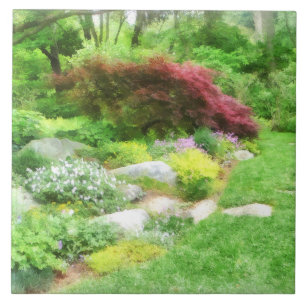 Azulejo De Cerâmica Jardim Com Acer Japonês