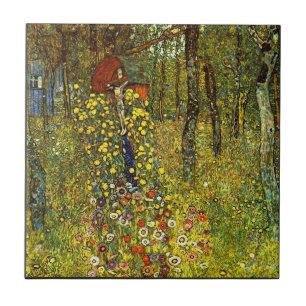 Azulejo De Cerâmica Jardim com crucifixo por Gustav Klimt